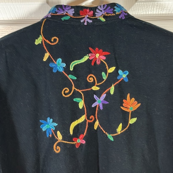 EXC Embroidered Jacket Vintage Embellished Floral Women’s Petite PL Cotton - Picture 4 of 16